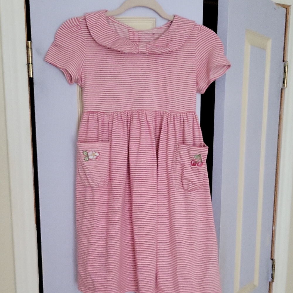 April Cornell Girls Dress with Embroidered Pockets